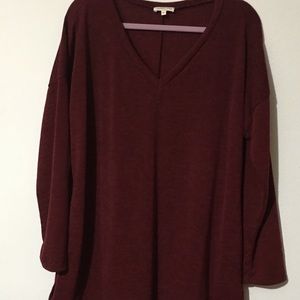 V neck tunic sweater